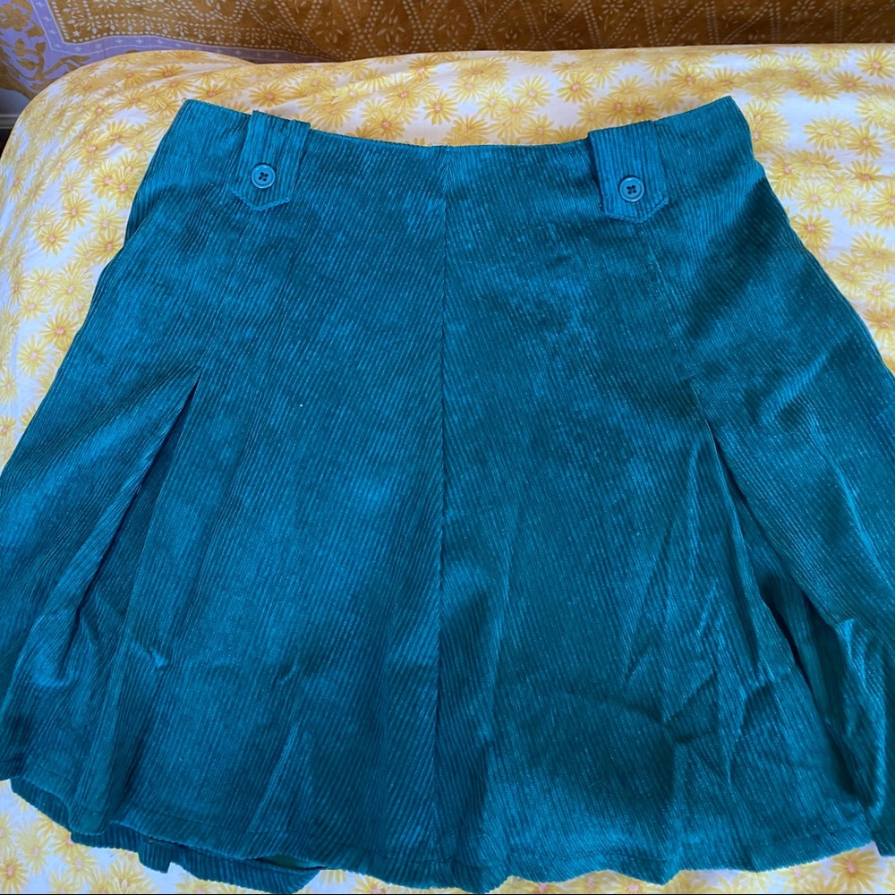 Blue corduroy skirt, mini skirt!